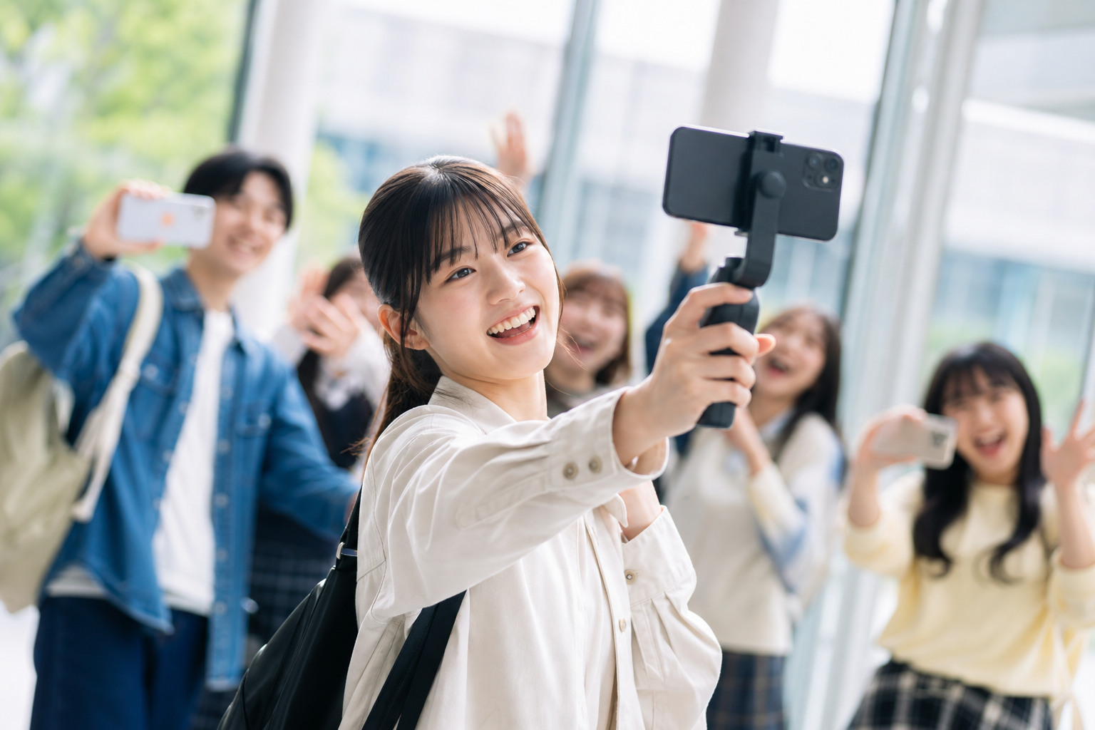 専門学校のオープンキャンパスを短尺動画で告知するイメージ写真